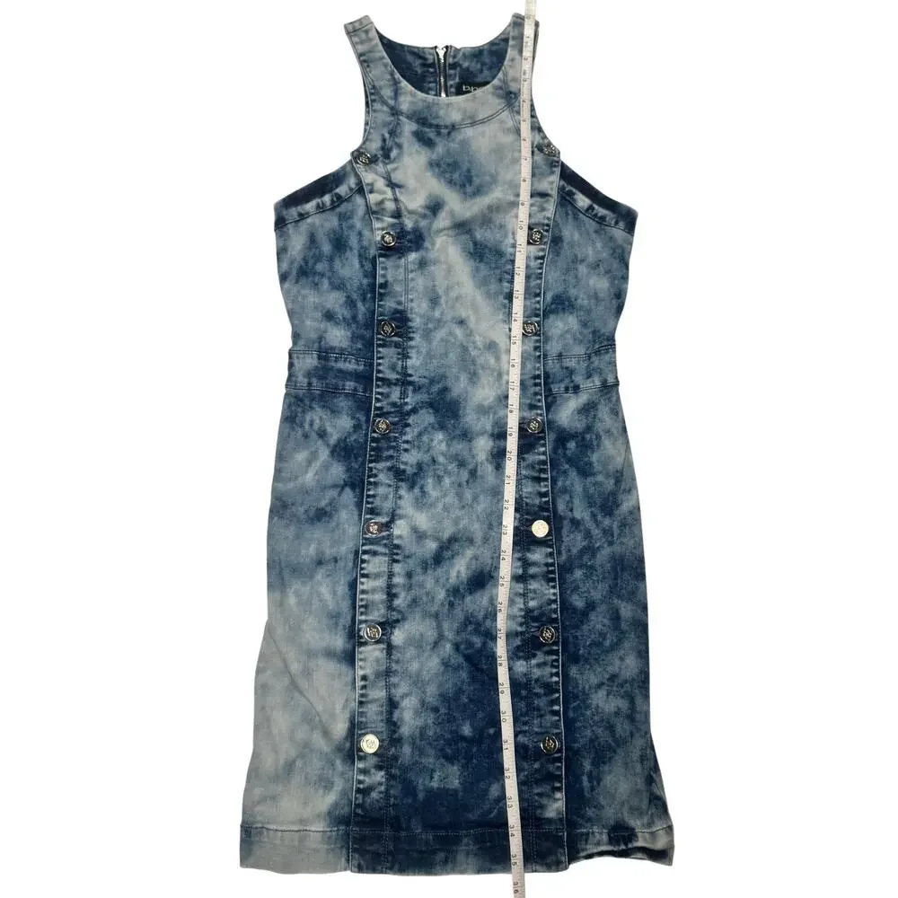 Bebe Denim Bodycon Mini Dress Blue Acid Wash Women’s 8 Y2K 2000s Club McBling - Picture 10 of 16
